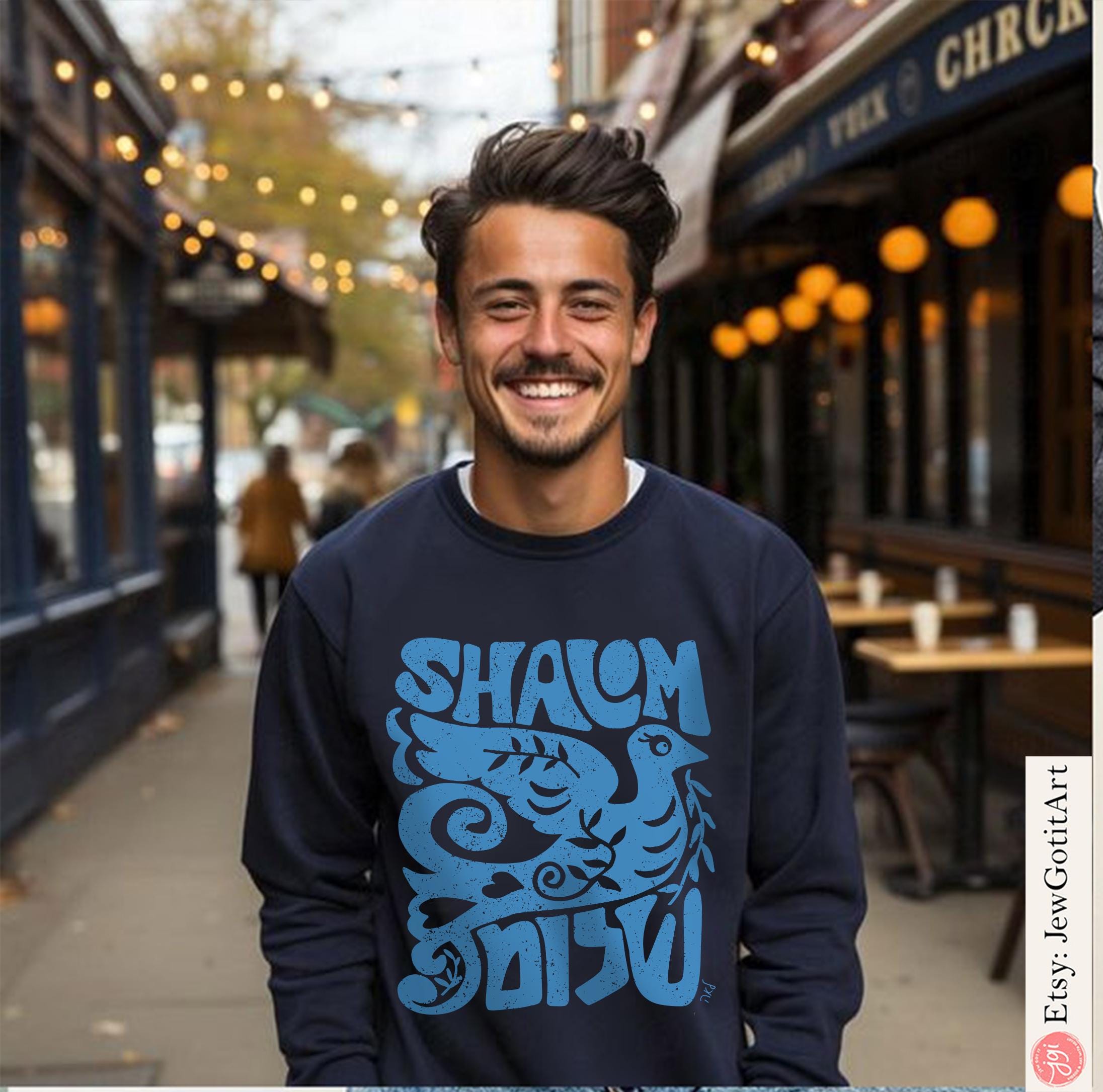 Shalom Peace Sweater Hoodie Shirt woman man shirt unisex jewish gift Israel Sweatshirt Jewish Shirt Hanukkah Israel Art Dove Peace Tshirt