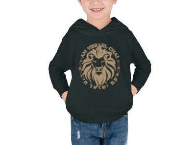 Hoodie Am Yisrael Chai Lion Zion Toddler Pullover Fleece kid clothes, toddler clothes, israel hoodie, israelite, jewish gifts, hanukkah gift