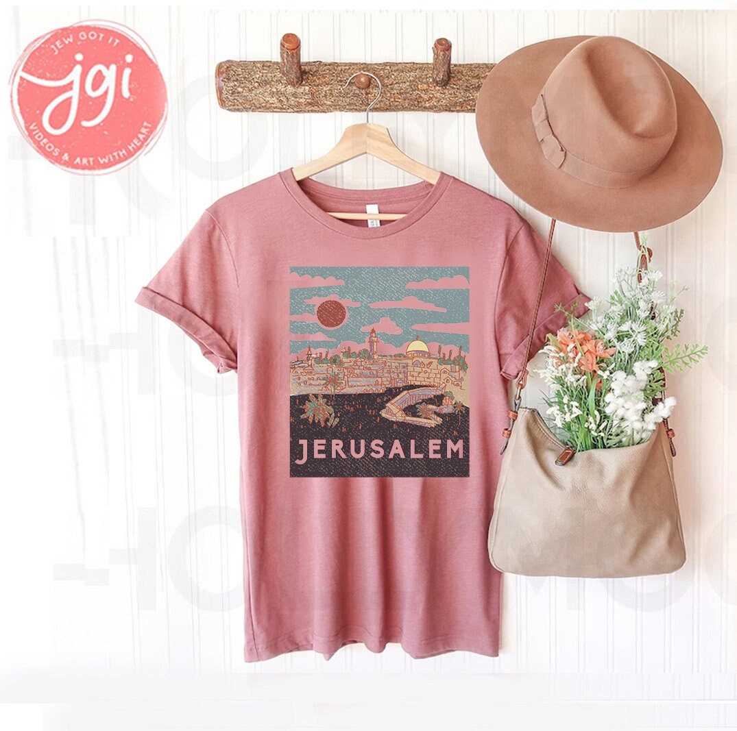 Vintage Jerusalem Shirt, Jewish shirt, Hebrew shirt, woman shirt, t-shirt women trendy, Vintage Inspired Cotton T-shirt, Unisex Tee