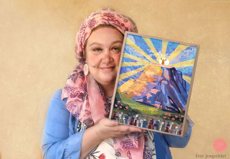 Mt. Sinai Art Print Wall Art Poster Print Israel Jewish gift Hand drawn Shavuot Holiday Art Am Yisrael Chai gifts Mount Sinai Israeli Artist