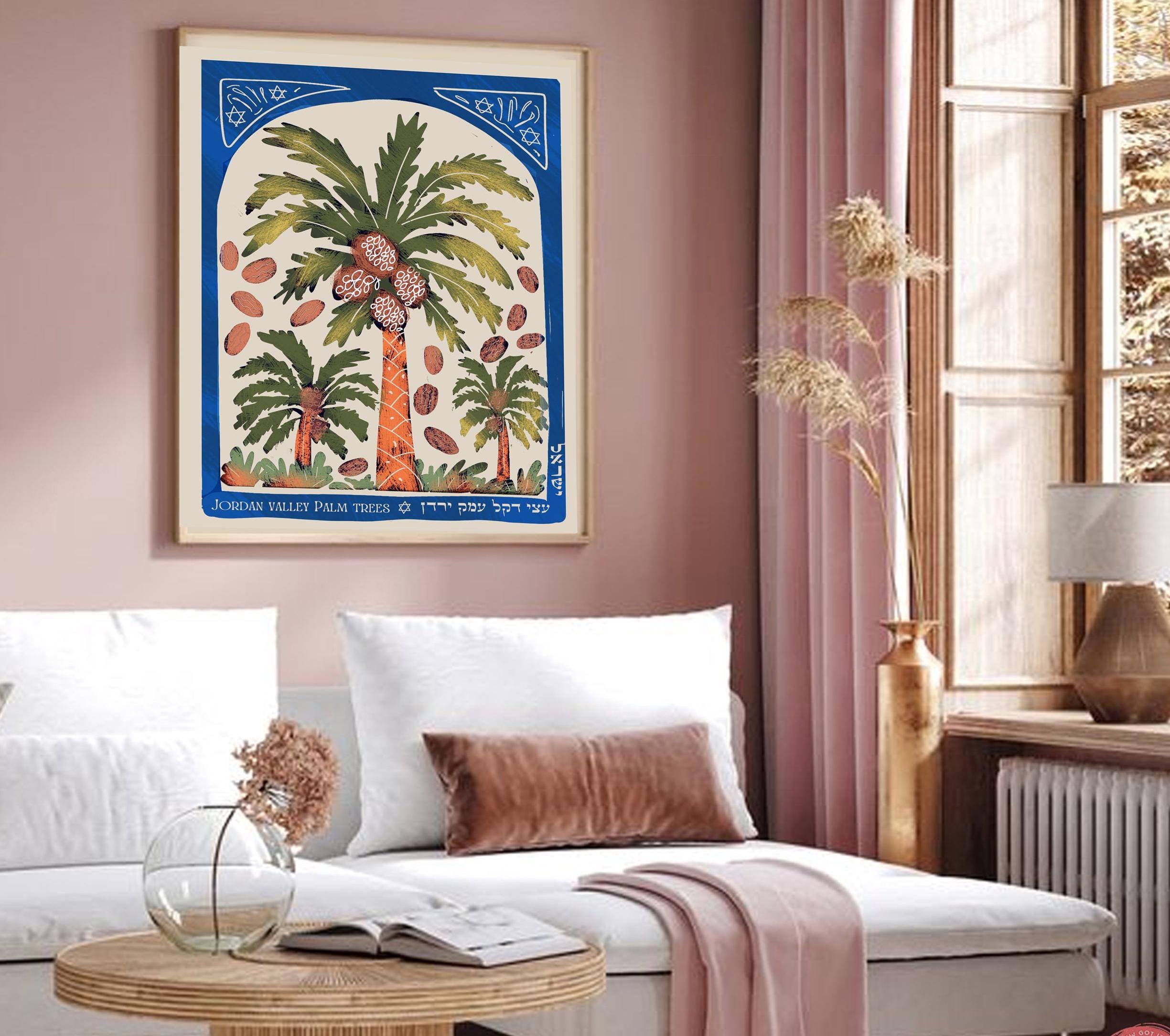 Palm Trees of Israel Wall Art Poster Print Israel Jewish Israel Jewish gift Hand drawn Israel poster Prints Hebrew Am Yisrael Chai gifts