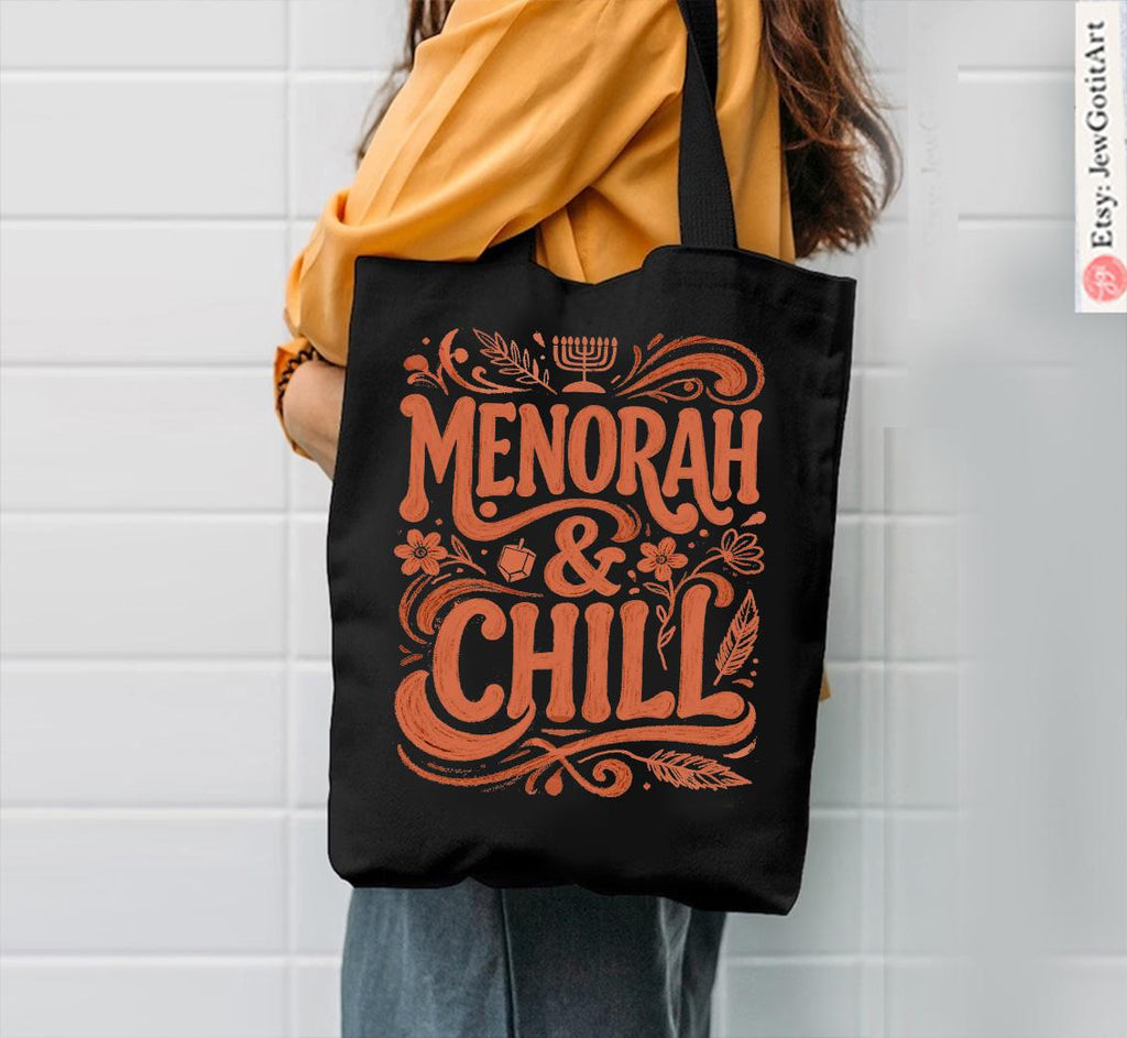 Hanukkah Shirt Sweatshirt • Menorah and Chill • Jewish Chanukah Gift • Menorah Design Men & Women Israeli Artist Hanukkah Apparel