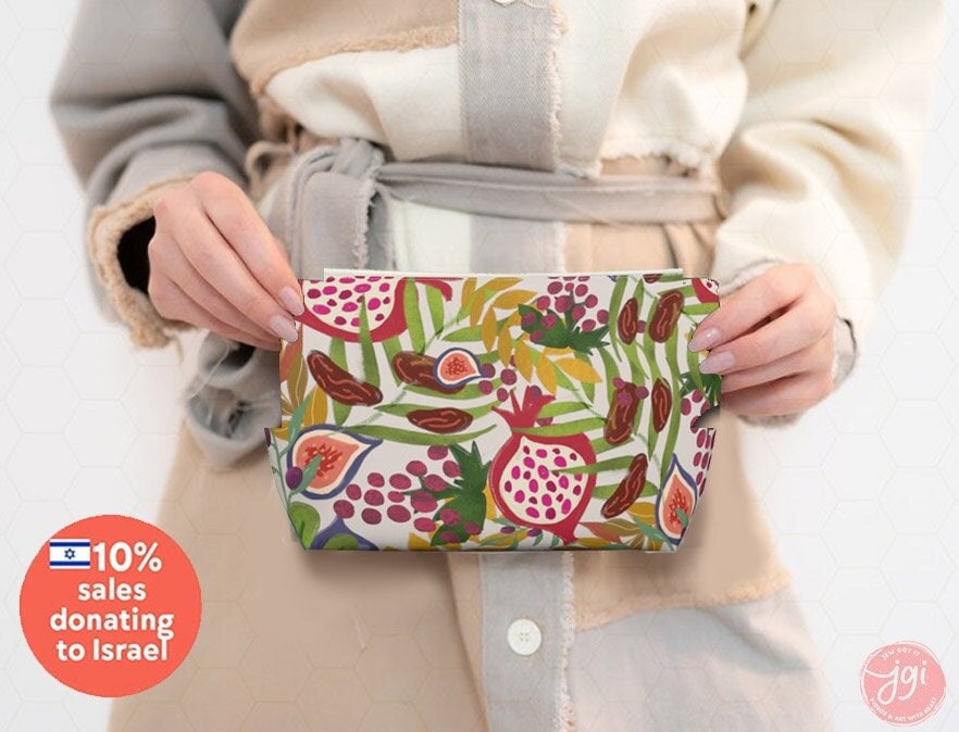 Purse 7 Species of Israel Accessory Pouch Pencil Cases Cosmetic travel bags zipper Pouches Art Stand with Purses Make up Bag Hanukkah gifts