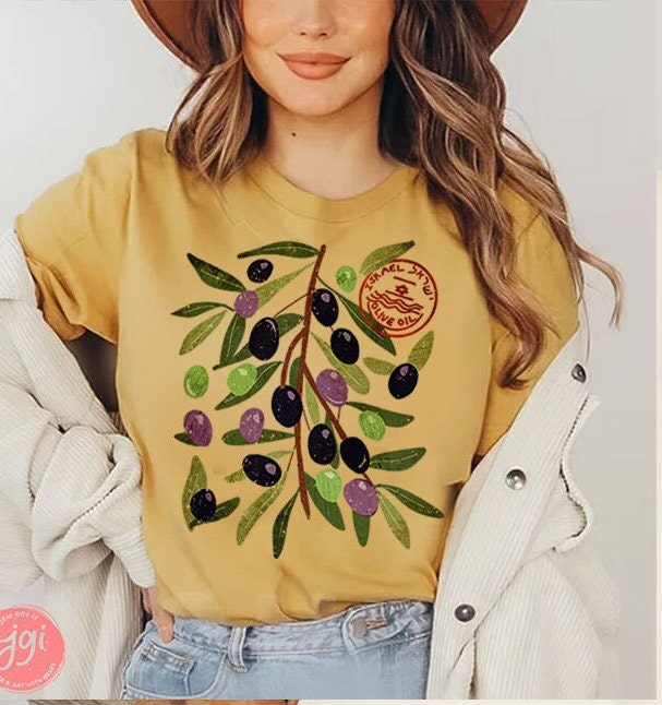 Olives of Israel Shirt Unisex Heavy Cotton Tee Jewish Israel Art Am Yisrael Chai fruits olive oil Women trendy tshirt israelite Made Israel