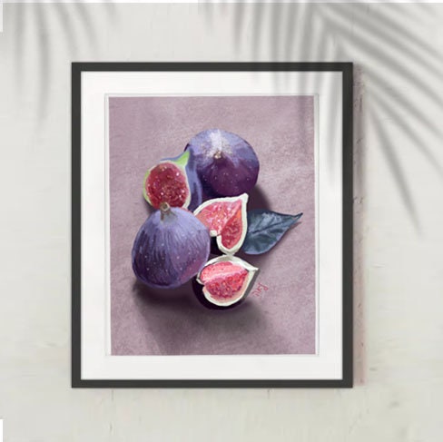 Figs Art Digital Print | Download & Print | Decor Wall Art| Fruit Art, colorful and hand drawn | Living room or Kitchen Home Art | Gift