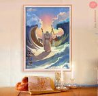 Red Sea Splitting Wall Art Moses Passover Israel Art Jewish Poster Framed Art Biblical Artwork Home Office Decor Red Sea Split Pesach Gifts