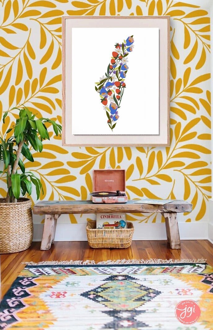 Israel Blooming Flowers Wall Art Poster Print State Israel Jewish Israel art Jewish gift Hand drawn art flower shirt Israel poster, prints