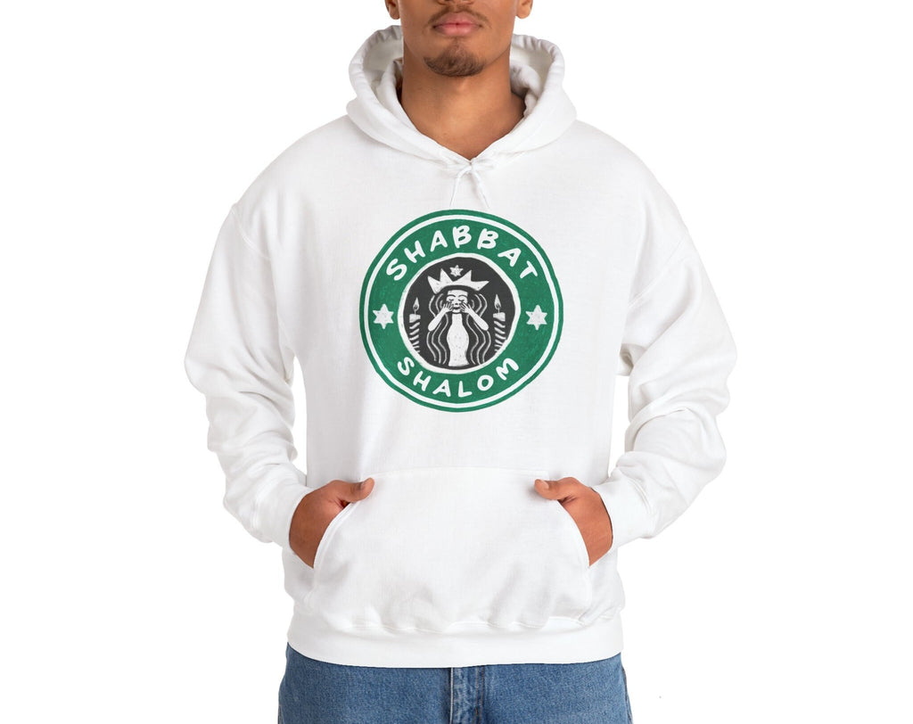 Starbucks Shabbat Shalom Hoodie Unisex Heavy Blend Hooded Sweatshirt, graphic, israel, art, jewish, jewish gift Israelite, Israeli Pride