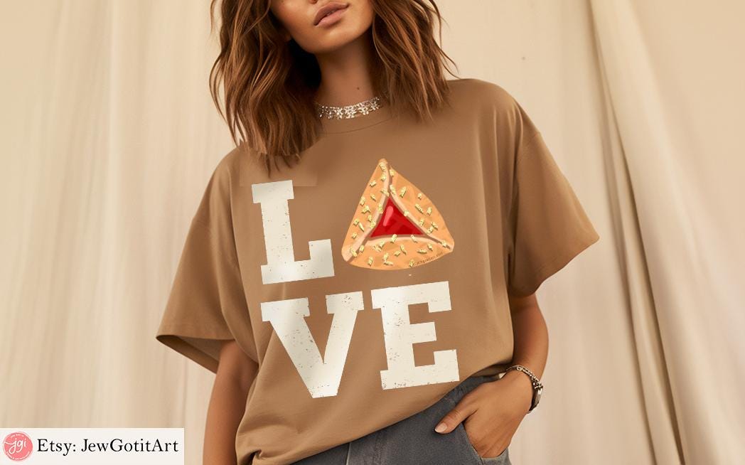 I Love Hamantaschen Purim TShirt Sweatshirt Shirt Purim Costume Israeli Artist Jewish Holiday Gift Yisrael Chai Cookie Shirt Purim Gift