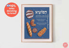 Bread Blessing Art Print Hebrew Bracha Brachot Home blessing Jewish gift, minimal art wall decor Jewish art Israel art Poster Wall art gifts