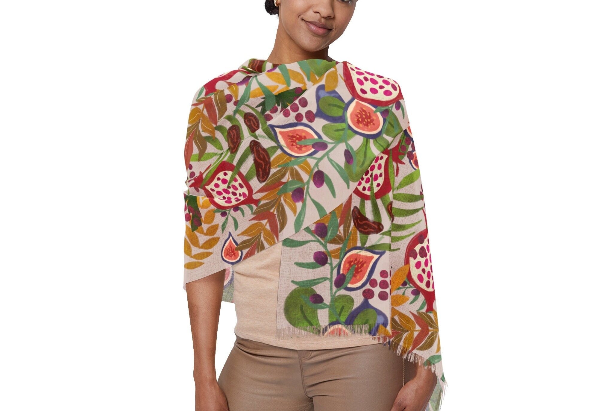 7 Species Israel Scarf Head Headwrap Light Scarf Women fabric Hair Cover Covering Jewish Israeli Artist Fruits Art Am Yisrael Chai Passover