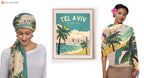 Tel Aviv Beach Scarf Israel Head Headwrap Scarves Women fabric Hair Cover Covering Jewish Israeli Artist Art Am Yisrael Chai Jewish Gifts