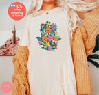 Flower Hasma Shirt, Jewish tshirt, Hebrew shirt, woman shirt, t-shirt women trendy, Vintage Inspired Cotton T-shirt, Unisex Tee flower shirt