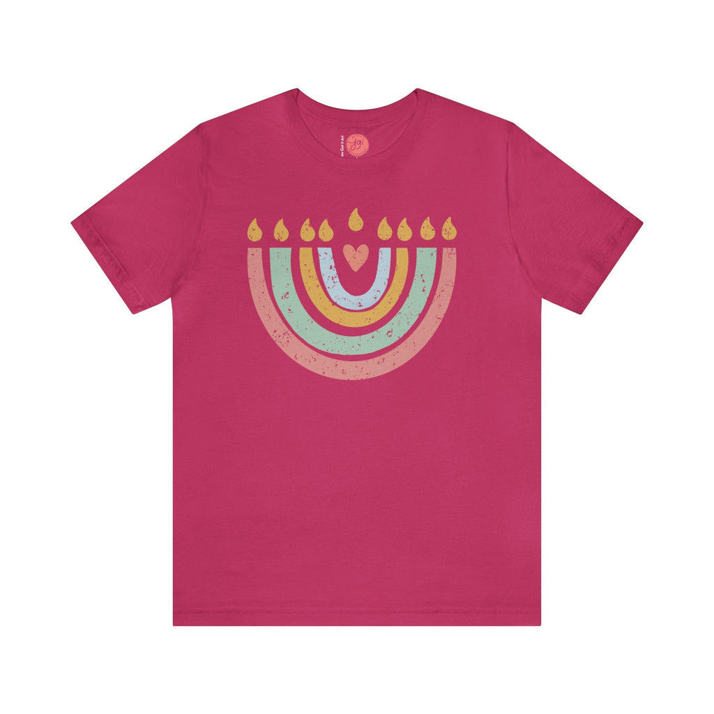 Hanukkah Menorah Shirt, Unisex Heavy Cotton Tee, Hanukkah, hanukkah gifts, Jewish gift, Israel art chanukah woman shirt flower tshirt Israel