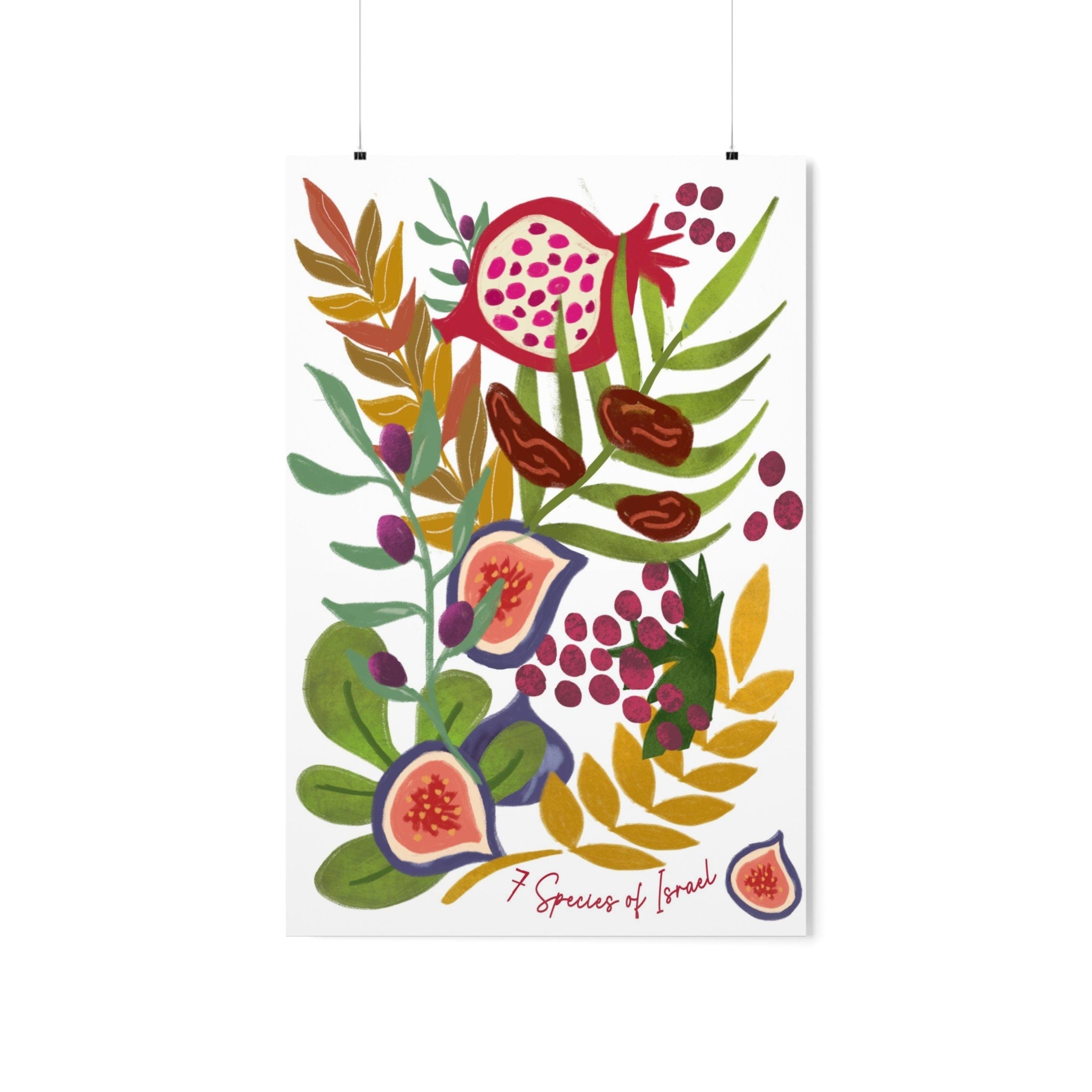 Art Fruits Poster 7 Species of Israel, Premium Matte Vertical Posters, Jewish gift, Israel, hand drawn art, Jewish Art, wall decor, posters