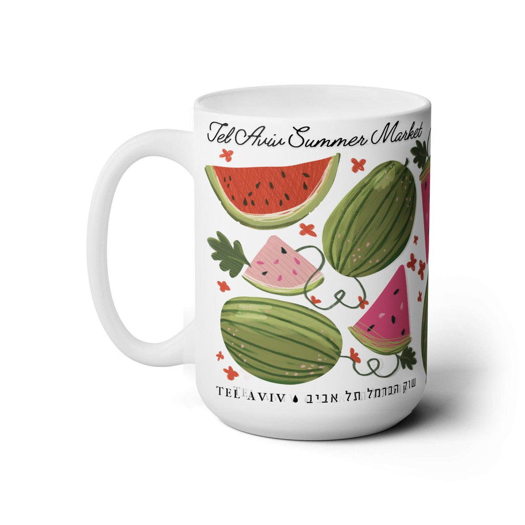 Watermelon Mug 11oz 15oz Am Yisrael Chai, jewish art coffee cup Ceramic Mug Israel, jewish gift, Fruit Art Israelite Rosh Hashanah Israeli