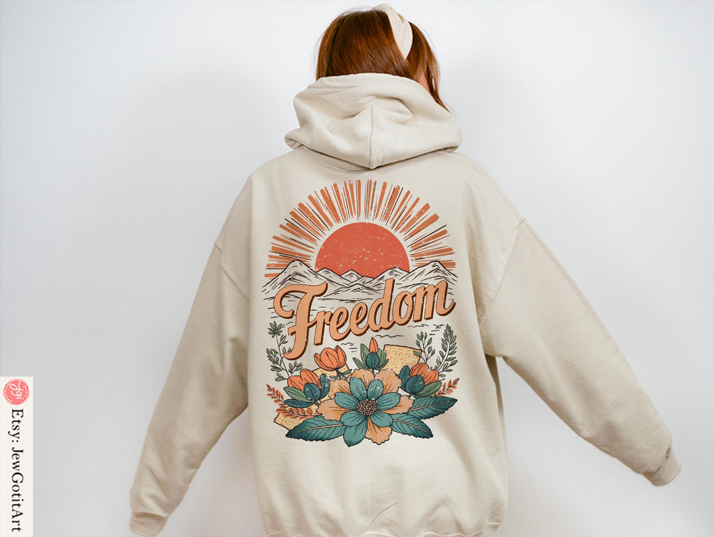 Freedom Passover Gift Graphic Tee Pesach Gift Jewish Israeli Artist Shirt Am Yisrael Chai Israel Art T-Shirt Boho Jewish Apparel Matzah