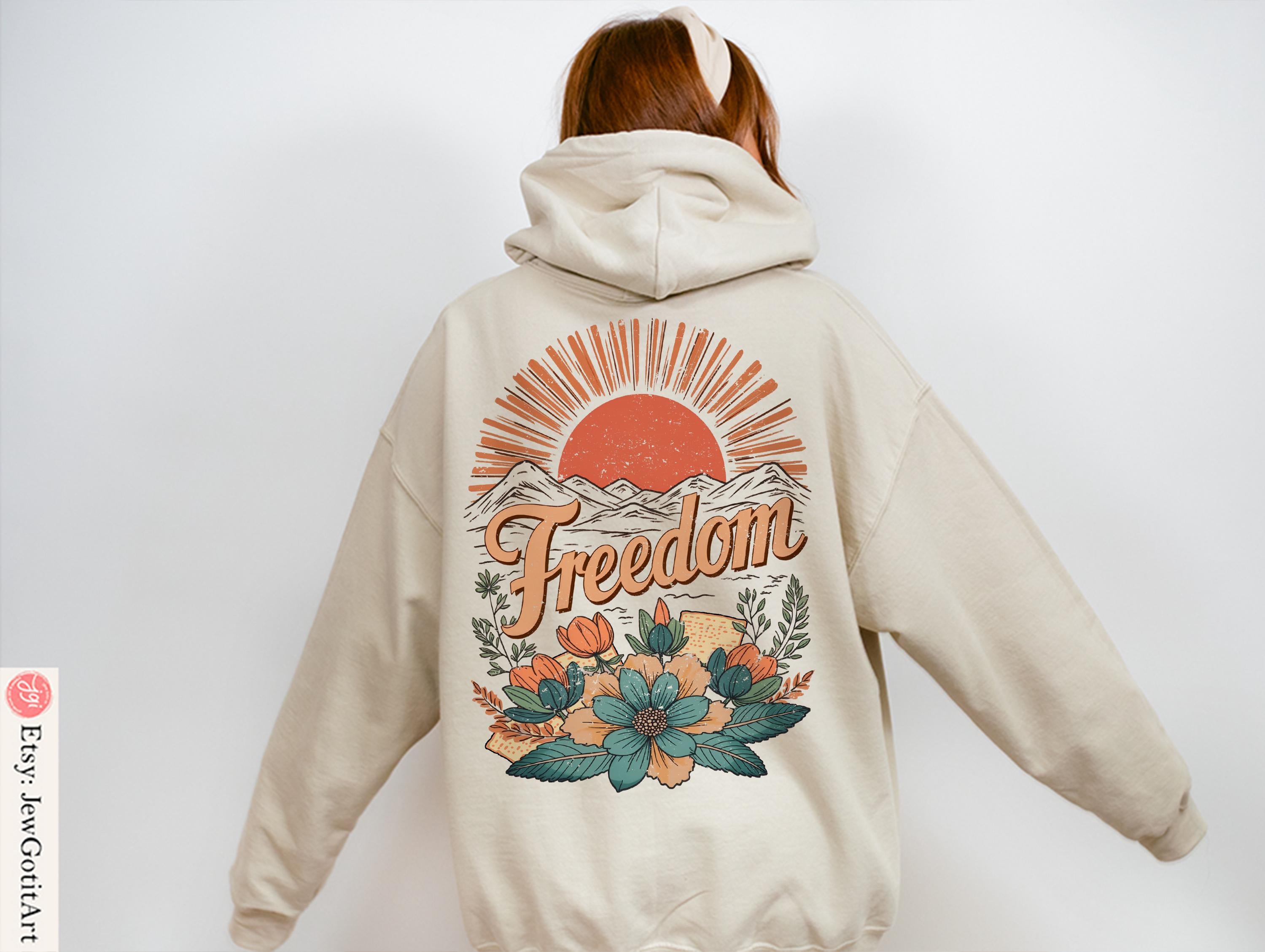 Freedom Passover Gift Graphic Tee Pesach Gift Jewish Israeli Artist Shirt Am Yisrael Chai Israel Art T-Shirt Boho Jewish Apparel Matzah