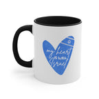 Israel Mug my Heart is with Israel Accent Coffee Mugs 11 oz red blue Am Israel Chai jewgotitart jewish gift Israelite Israeli Hanukkah gifts