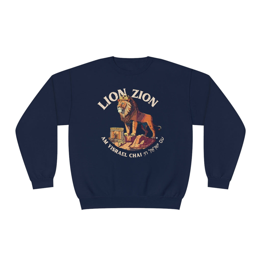 Lion Zion Am Yisrael Chai Sweatshirt Unisex Crewneck Sweatshirt, Israel, Jewish gift, jewgotitart, hanukkah, proud jew, israelite pride