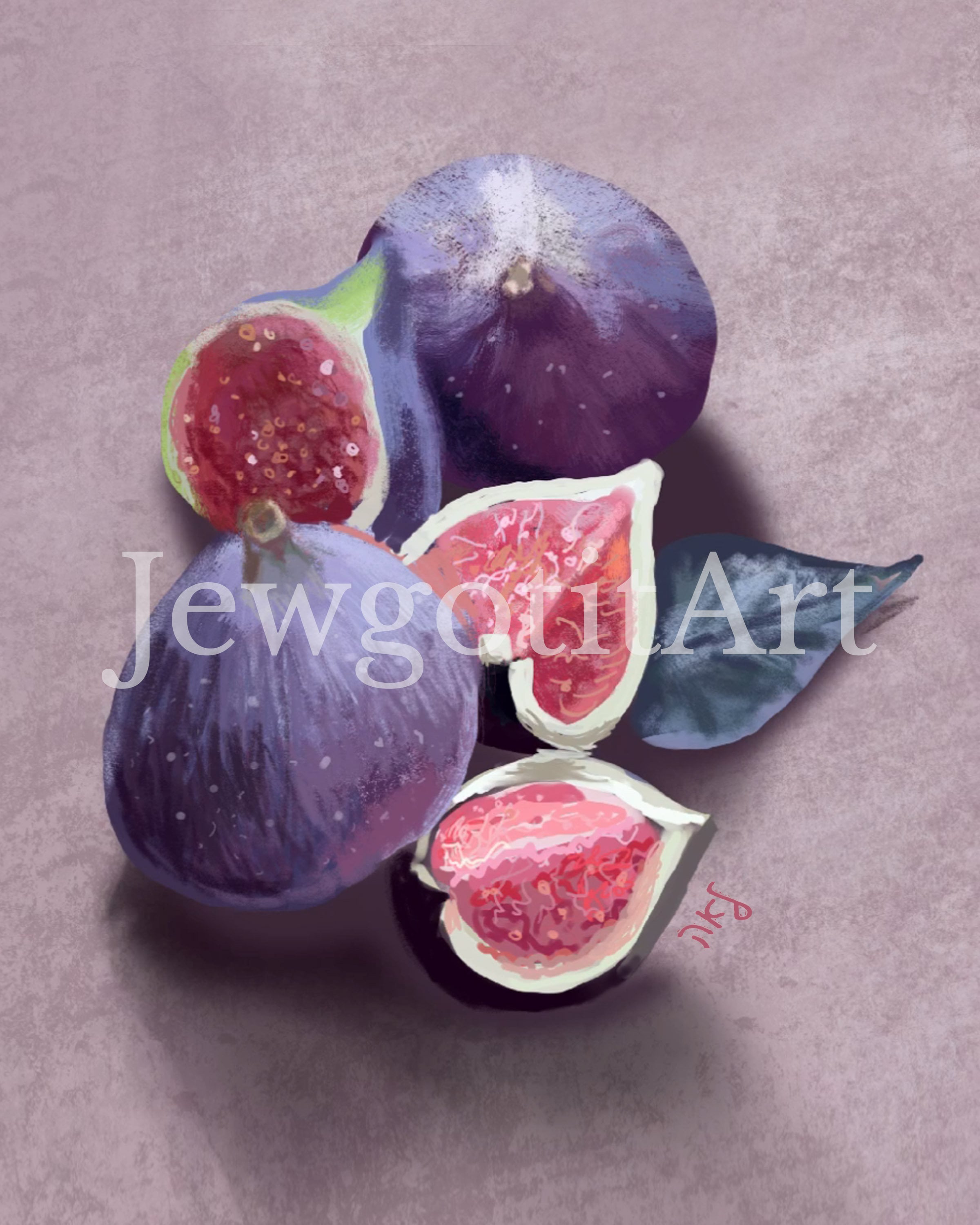 Figs Art Digital Print | Download & Print | Decor Wall Art| Fruit Art, colorful and hand drawn | Living room or Kitchen Home Art | Gift