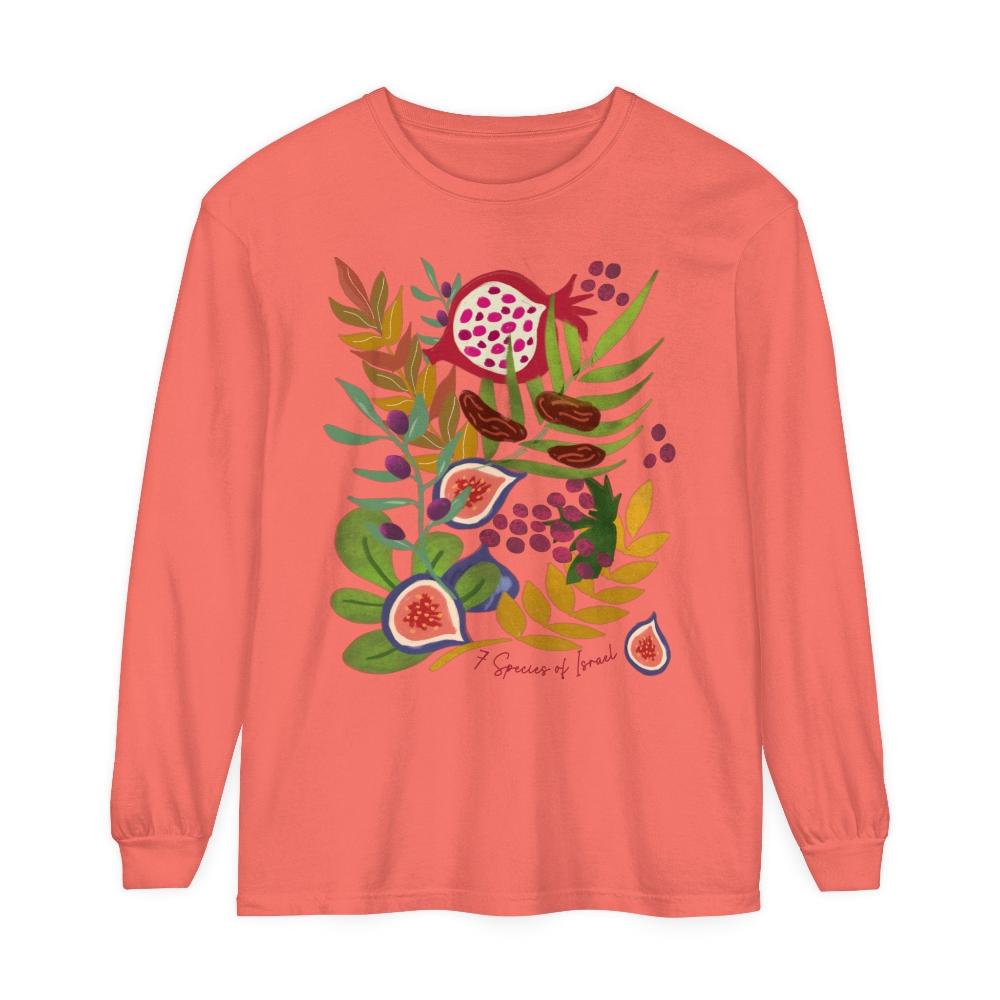 Any Design on a Long Sleeve Unisex Garment-dyed Long Sleeve T-Shirt shirt woman man jewish gift, Israel Design Graphic Shirt Am Yisrael Chai