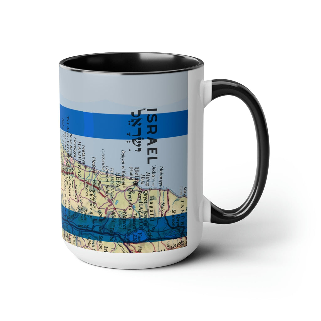 Israel Map Flag Mug Accent Coffee Mugs 11 oz red blue Am Israel Chai jewgotitart jewish gift Israelite Israeli Passover Pesach gifts 15 oz