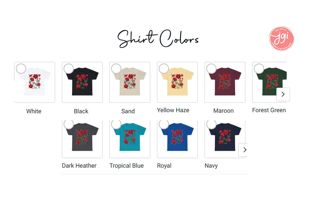 Kalanit Israel's National Flower Shirt Flowers TShirt Unisex Heavy Cotton Tee Red poppy art Women shirt gift gifts Israeli Artist Sweatshirt