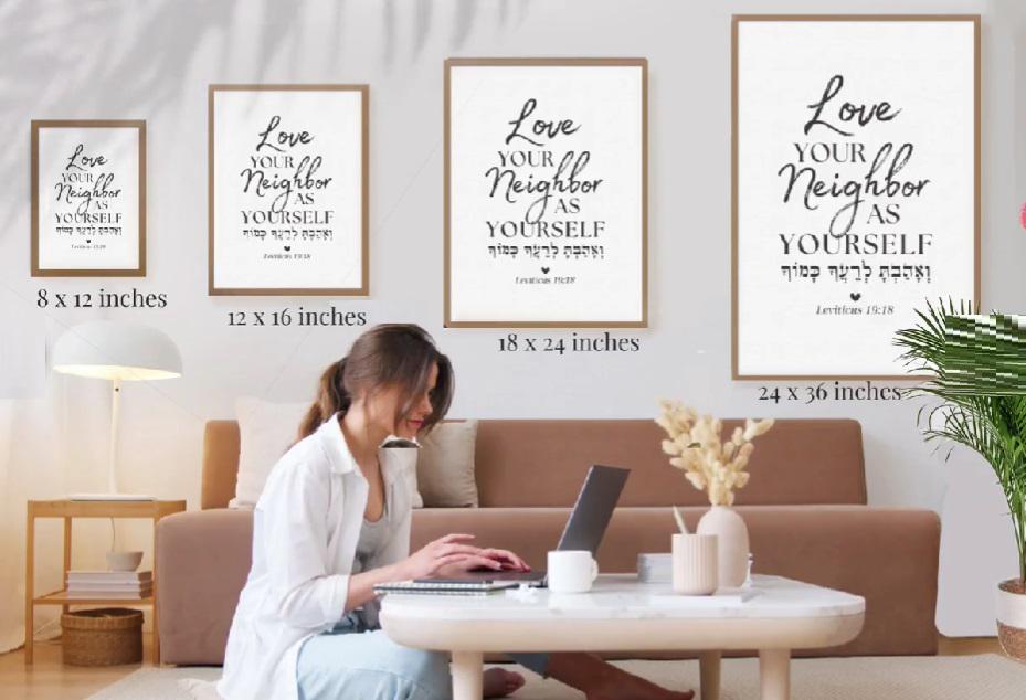 Flower Market Wall Art Set of 3 Am Yisrael Chai Prints Jewish Gift | Israel Judaica Poster Framed Floral Home Decor Flower Art Jerusalem