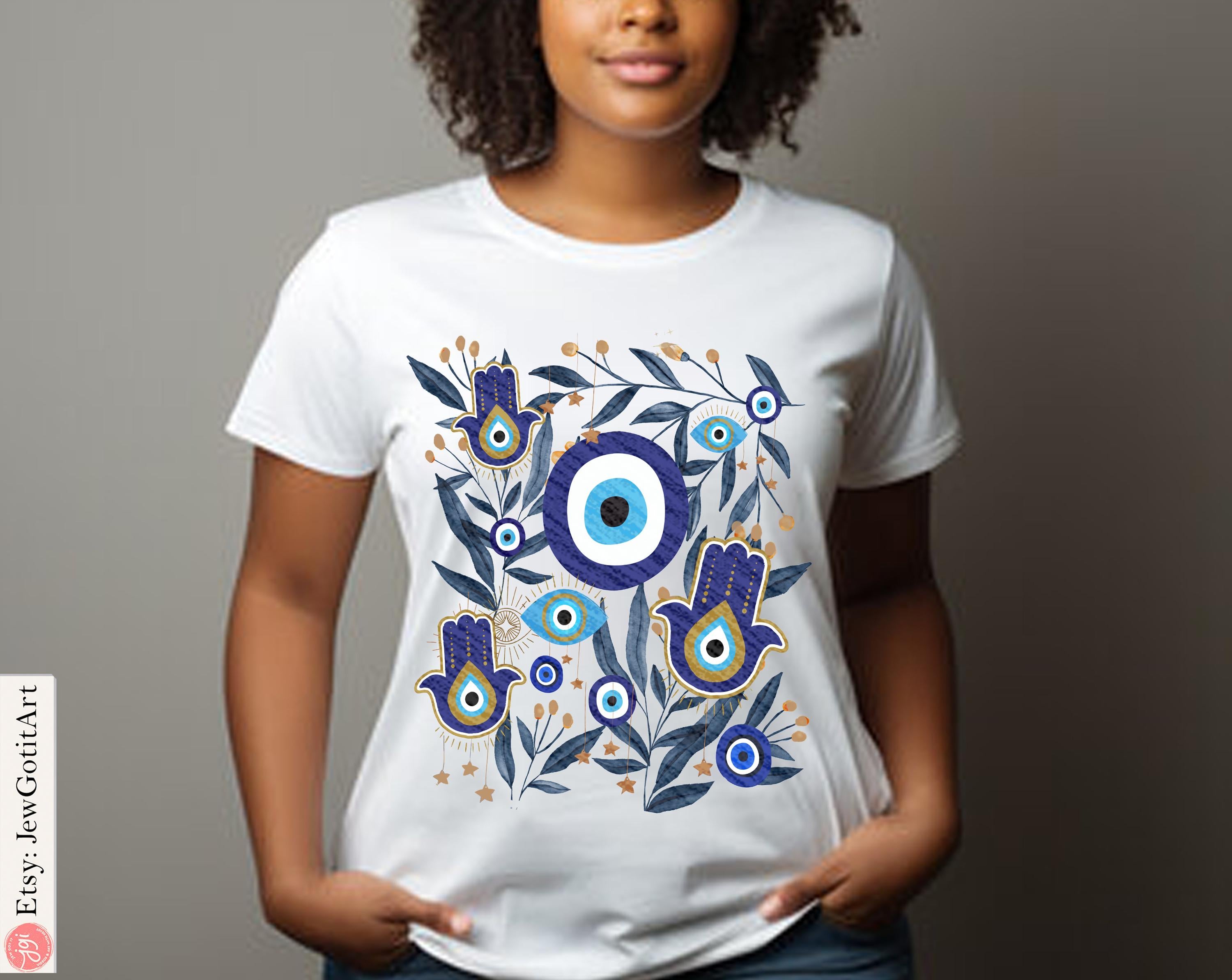 Evil Eye Hamsa Shirt Eyes Art T-shirt Am Yisrael Chai jewish gift Israeli Artist Rosh Hashanah Jewish Holiday Gifts Jewish Art Hamsa Art