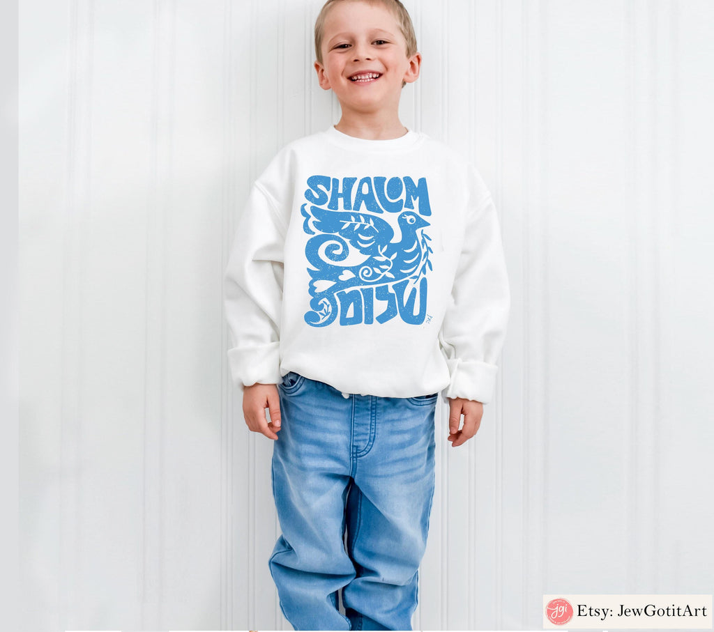 Shalom Peace Sweater Hoodie Shirt woman man shirt unisex jewish gift Israel Sweatshirt Jewish Shirt Hanukkah Israel Art Dove Peace Tshirt