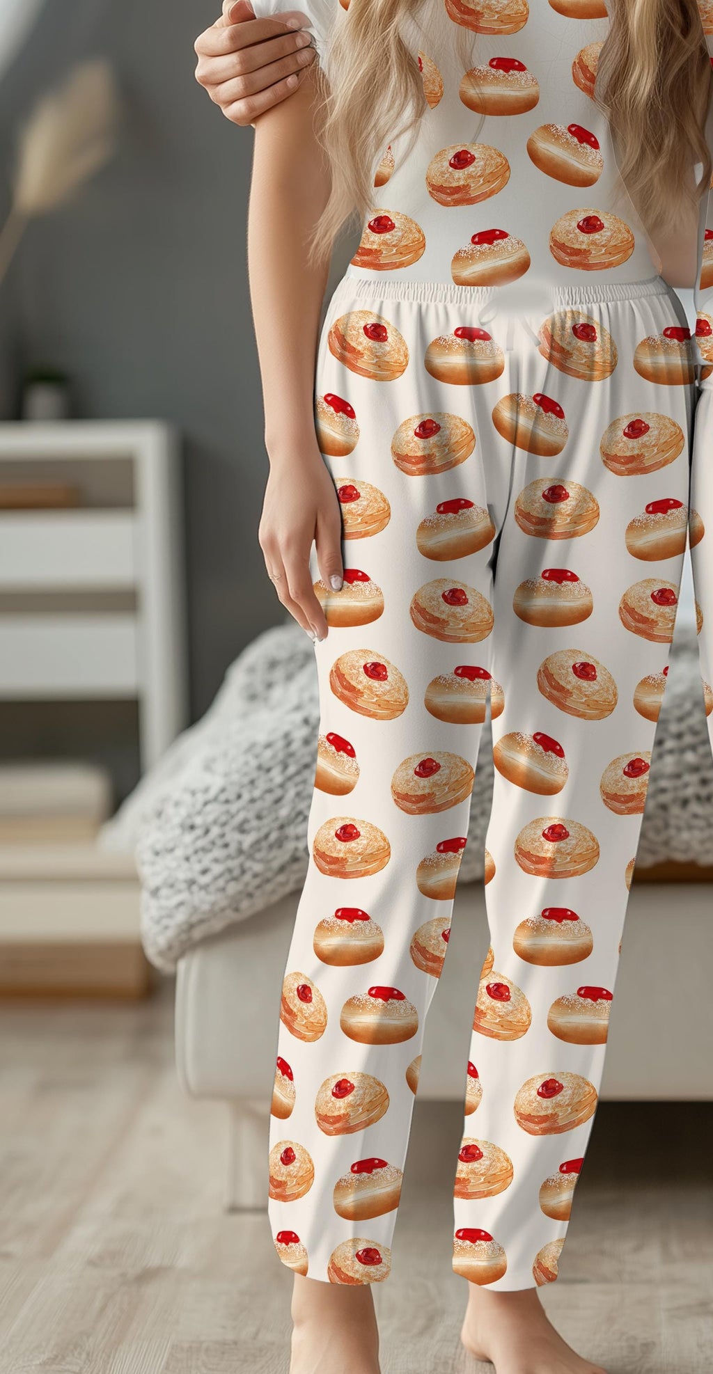 Hanukkah Donut Pajamas Family Matching Jelly Donut Shirt for Women Kid Men, and Babies Jewish Gift for Chanukah Holiday Onesies Donut Shirt