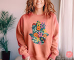 Flower Hasma Sweater Sweatshirt Jewish Gift Hebrew shirt woman clothes Israeli Israel art women trendy, Vintage Inspired Unisex Flowers gift