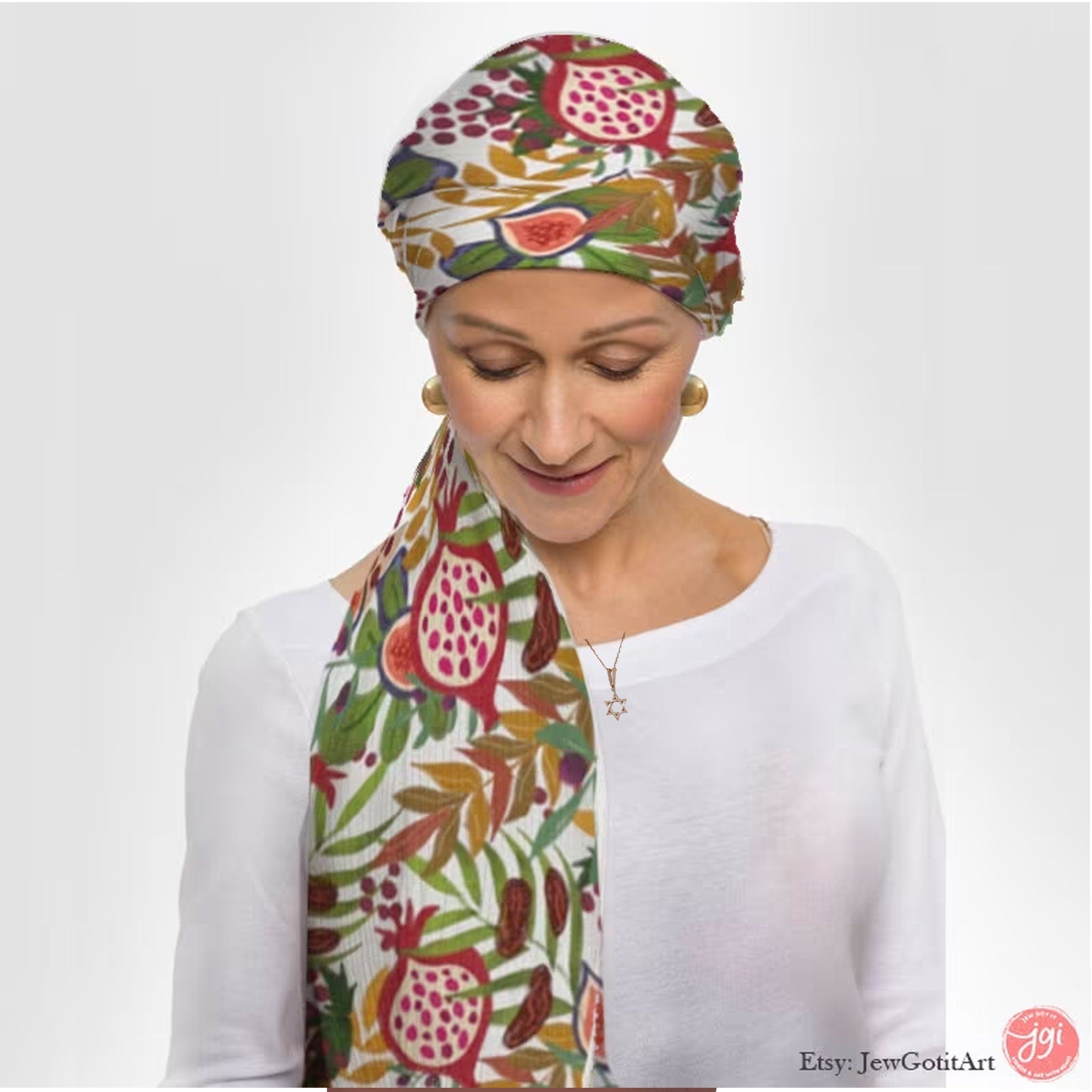 Israel Hills & Vineyards Scarf Landscape Head Headwrap Scarves Women fabric Hair Cover Covering Jewish Israeli Artist Art Am Yisrael Chai