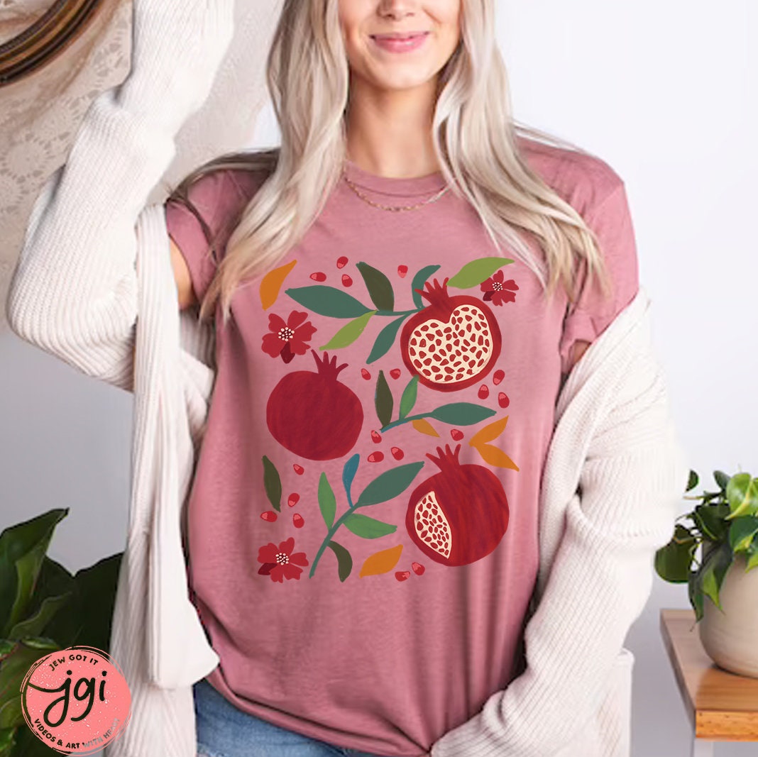 Israel Pomegranate Shirt Jewish TshirtHebrew shirt woman shirt, t-shirt women trendy, Vintage Cotton Rosh Hashanah 1 Unisex Tee fruit shirt