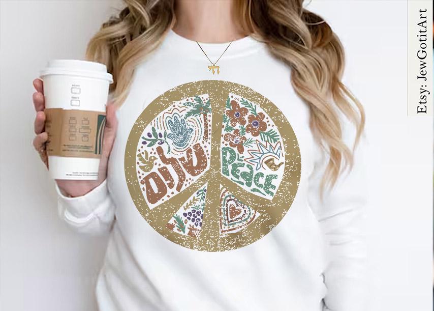 Peace Shalom Tshirt unisex Shirt woman, man shirt, jewish gifts Israel Art Design Jewish Shirt Hanukkah Israeli Artist Peace sign Art