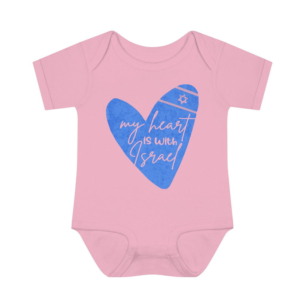 Israel Love Heart Baby Onesie Infant Baby Rib Bodysuit, my heart is with Israel, i stand with Israel, baby gift, jewish gift, israel pride