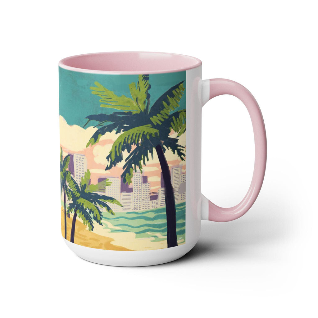 Tel Aviv Beach Mug 15 oz 11 oz Israeli Artist Jewish gift Two-Tone Coffee Mugs coffee mug fruit mug coffee lover City Israel Gift Gifts