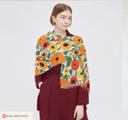 Tel Aviv Flowers Scarf Head Headwrap Flowers Scarves Women fabric Hair Cover Covering Jewish Israeli Artist Art Yisrael Chai Israel flowers