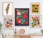 Framed Art Print Poster Art, illustrations, Wall Art, Planner, Jewish Holiday Israel Art Israeli Artist 7 Species Purim AM Yisrael Chai gift