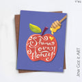 Shana Tova Honey Apple Card Rosh Hashana, Graphic Card  | Funny, Colorful and Jewish Holiday Greeting Card