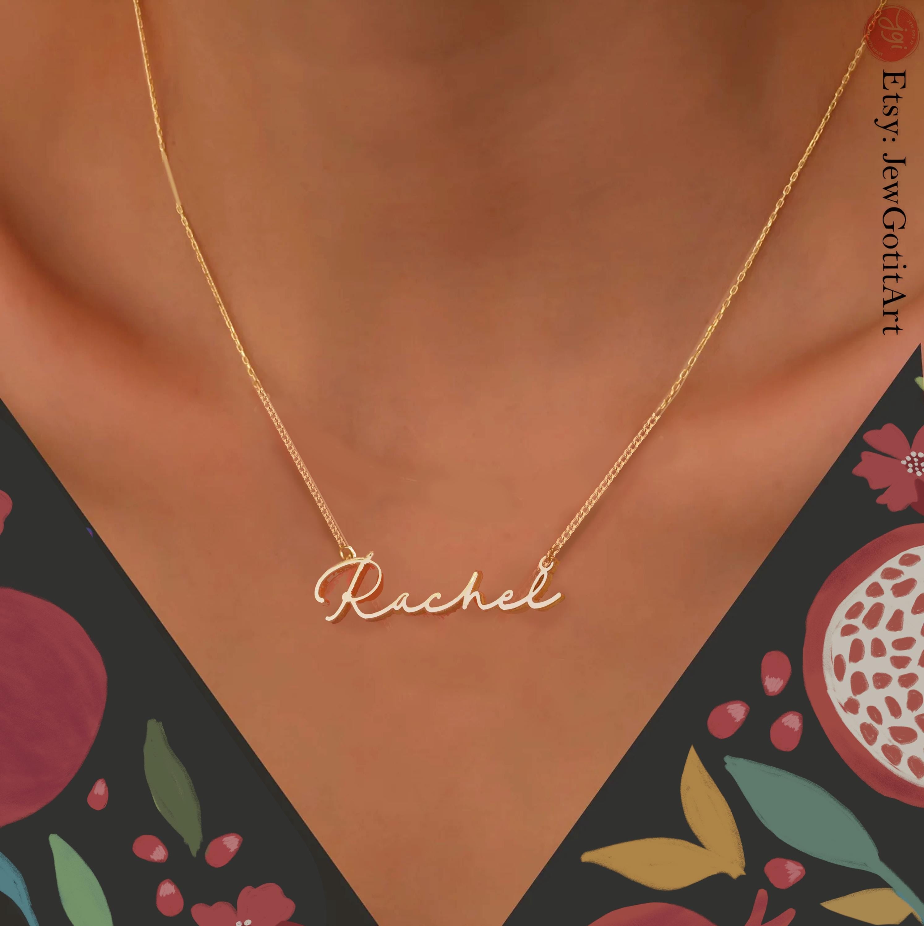 Custom Name Necklace English Hebrew Personalized Jewelry Designed Israeli Artist Customizable Nameplate Necklace Jewish Gift for Her Names