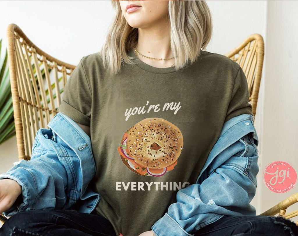 Everything Bagel shirt, Jewish shirt, woman shirt, t-shirt women trendy, bagel, art, Cotton shirt, gift for her, gift for him, jewish