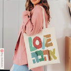 Ahava Love tote bag, cotton bag, israel Hebrew Art shopping bag, jewish gift for her trendy bag graphic art Israel gifts Israeli Artist