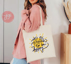 Happy Jewish Bag, tote bag, canvas tote bag, It's a mitzvah to be happy, gift, jewish gift, bag,  Art, Jewish, gift for women, gift for men,