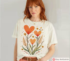 Flower T-Shirt Jewish shirt Gan Eden Flower Shirt We will never forget forgive Yisrael Chai Heart Israel Shirt