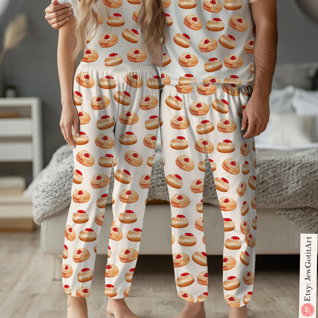 Hanukkah Donut Pajamas - Family Matching Jelly Donut Shirt for Women, Men, and Babies - Jewish Gift for Chanukah Holiday Onesies Donut Shirt