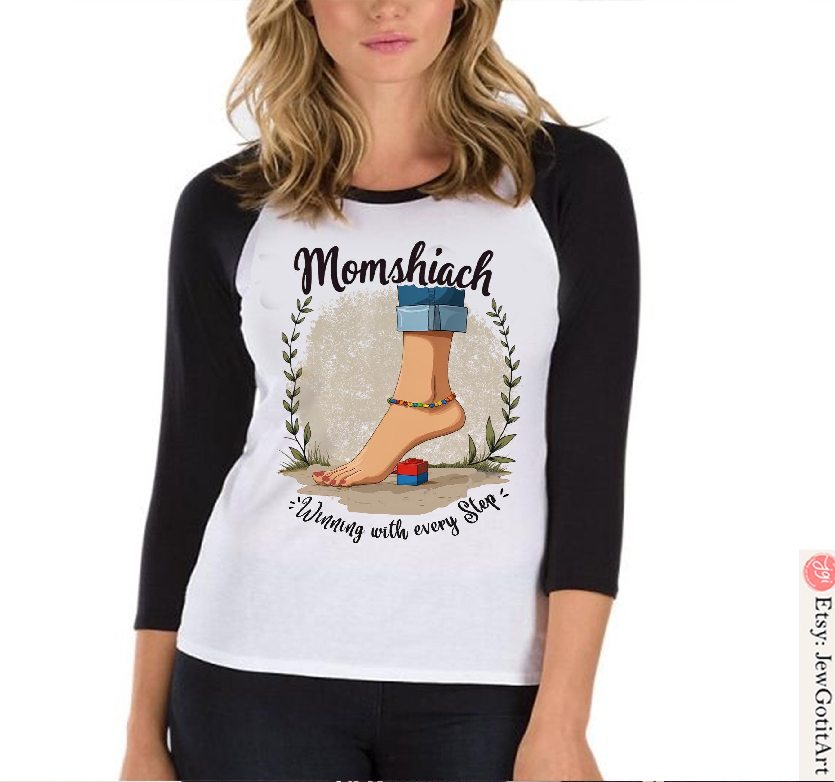 Jewish Mom Shirt Lego-Inspired Momshiach Hebrew Shirt for Women Shabbat Israel Tee Bible Gift | Jewish T-Shirt for Mom Kids & Family Design