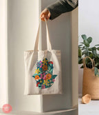 Hamsa tote bag, cotton bag, israel, Chamsa everyday bag, shopping bag, jewish gifts, Gift for her Israel art flower Art Jewish art Drawing