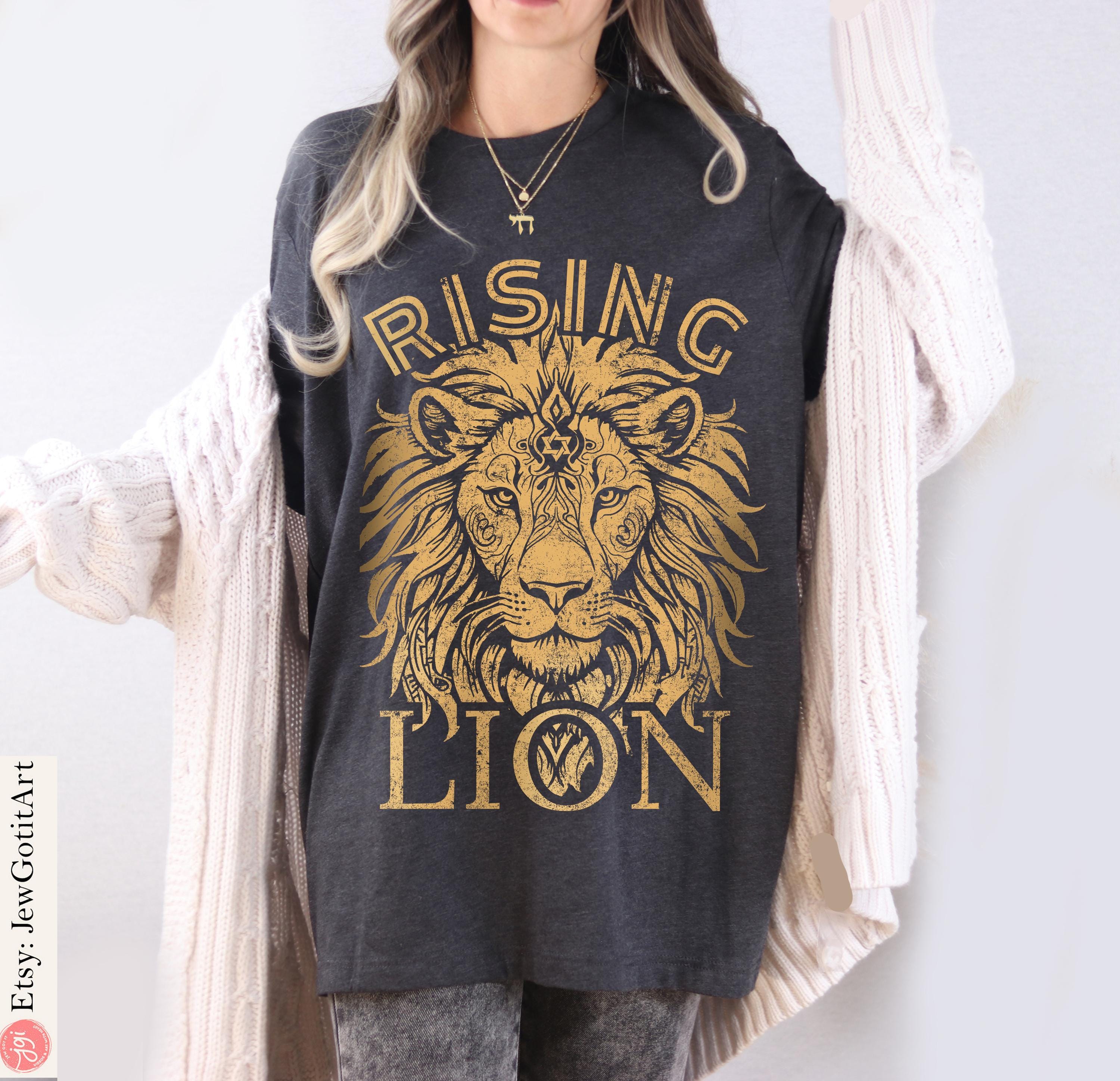 Rising Lion Shirt Israel Lion Am Yisrael Chai T-Shirt Nation Who Rises Like a Lion Jewish Pride Shirt Hebrew Shirt Israel Gift IDF Support